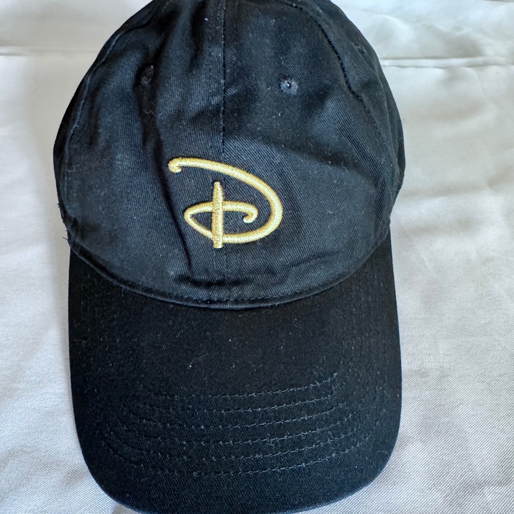 Disney Slideback Baseball Cap Black One Size Adjustable Embroidered Vented Holes
